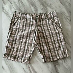 Y2k Mossimo Green And Pink Plaid Bermuda Shorts